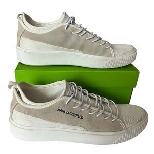 Karl Lagerfeld Paris Beige Suede Sneakers Tennis Shoes Sz 11 M